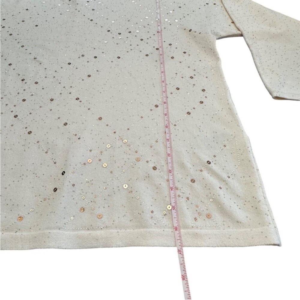 Chico's English Cream Scatter Sequin Long Sleeve Pullover Sweater, NWT, Chicos 3 - Picture 9 of 14